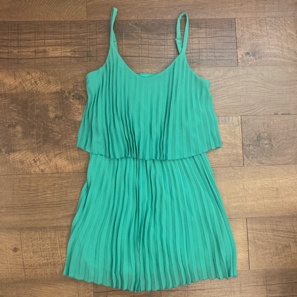 My Michelle NWT Green Pleated Spaghetti Strap Mini Dress Women’s S